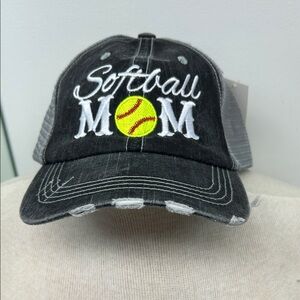 Softball Mom Black and Yellow Cap